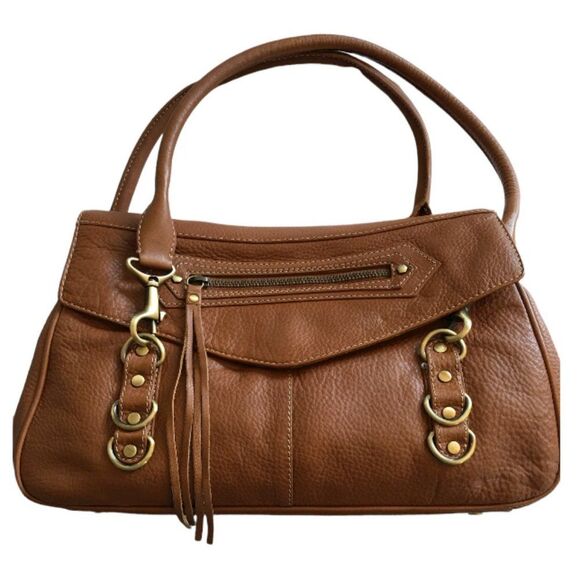 Via Spiga Leather Satchell Bag Brown Pebbled Leather Double Handle - Picture 2 of 13